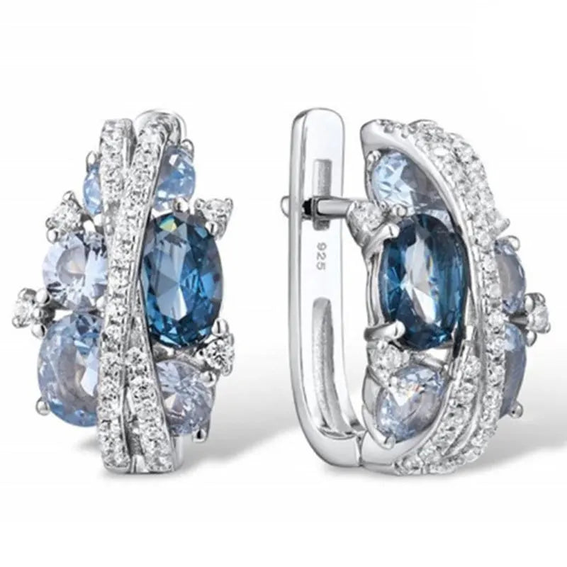 Cubic Zirconia Hoop Earrings – Luxury Blue Hoops for Women, Wedding & Party Jewelry - Carlislecarat