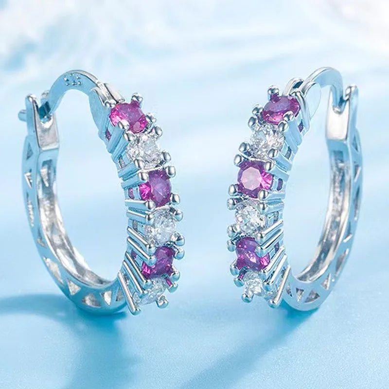 Cubic Zirconia Hoop Earrings – Luxury Blue Hoops for Women, Wedding & Party Jewelry - Carlislecarat