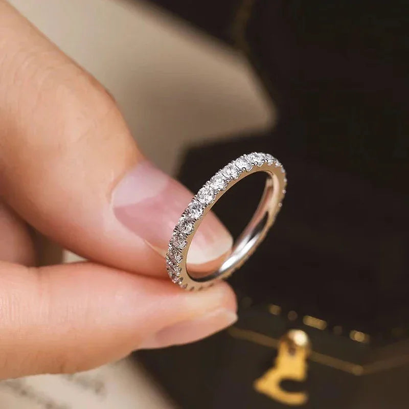 Moissanite Ring – 925 Sterling Silver Diamond Band for Women, Wedding & Engagement Jewelry - Carlislecarat