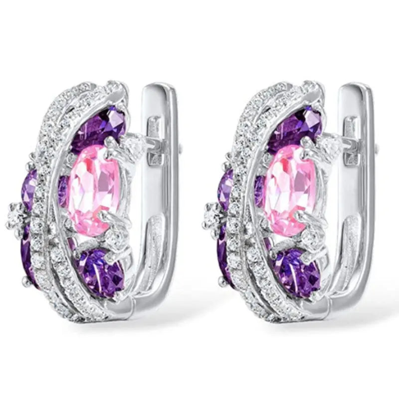 Cubic Zirconia Hoop Earrings – Luxury Blue Hoops for Women, Wedding & Party Jewelry - Carlislecarat
