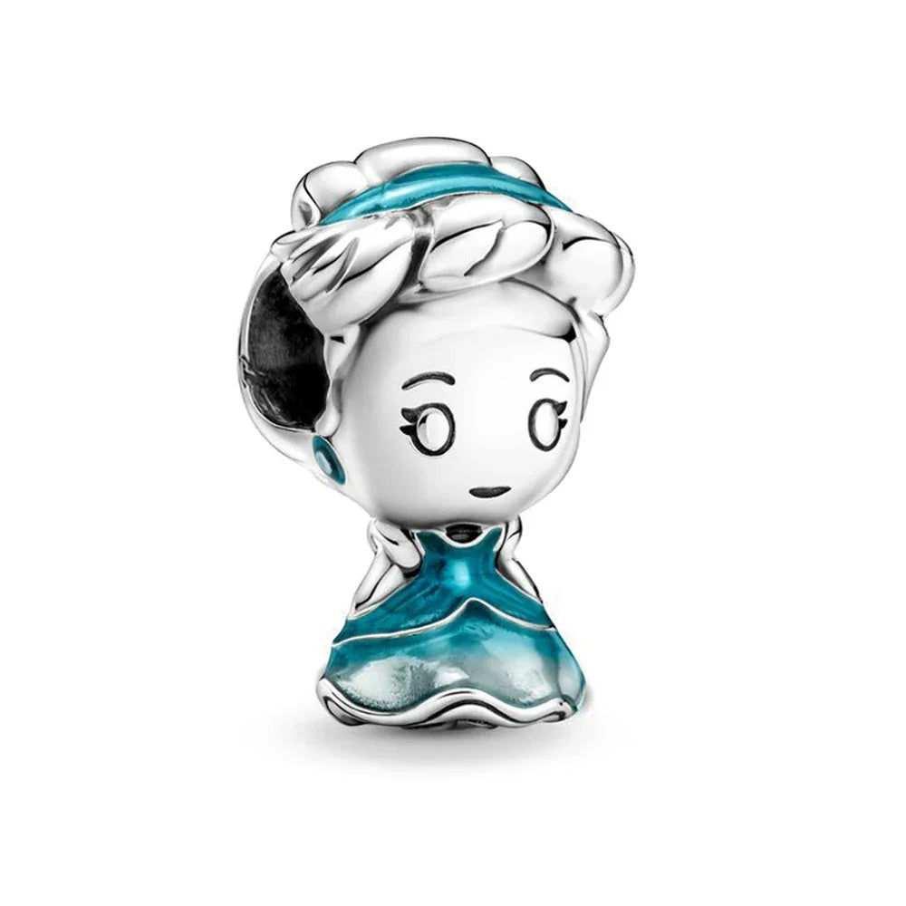 Disney Pandora Jewellery Elsa Mermaid Princess Dress Charm – 925 Sterling Silver Bead for Bracelets - Carlislecarat