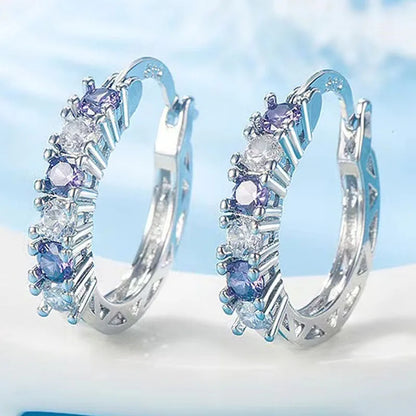 Cubic Zirconia Hoop Earrings – Luxury Blue Hoops for Women, Wedding & Party Jewelry - Hipskart