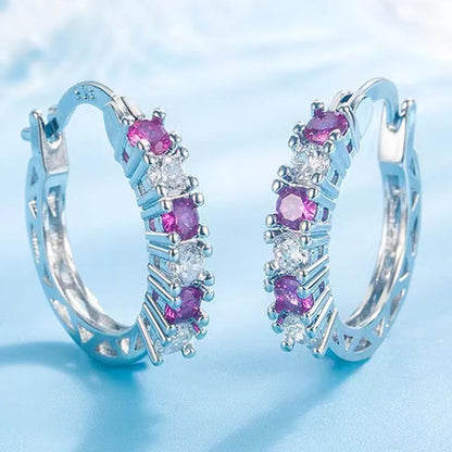 Cubic Zirconia Hoop Earrings – Luxury Blue Hoops for Women, Wedding & Party Jewelry - Carlislecarat