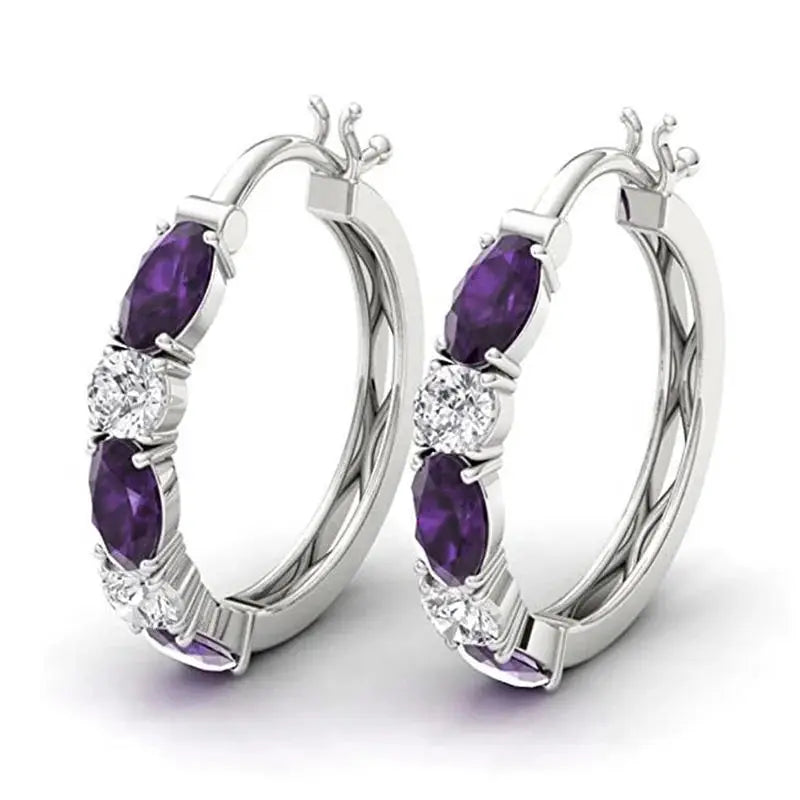 Cubic Zirconia Hoop Earrings – Luxury Blue Hoops for Women, Wedding & Party Jewelry - Hipskart