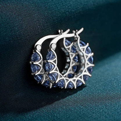 Cubic Zirconia Hoop Earrings – Luxury Blue Hoops for Women, Wedding & Party Jewelry - Carlislecarat