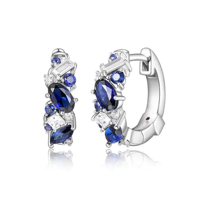 Cubic Zirconia Hoop Earrings – Luxury Blue Hoops for Women, Wedding & Party Jewelry - Carlislecarat