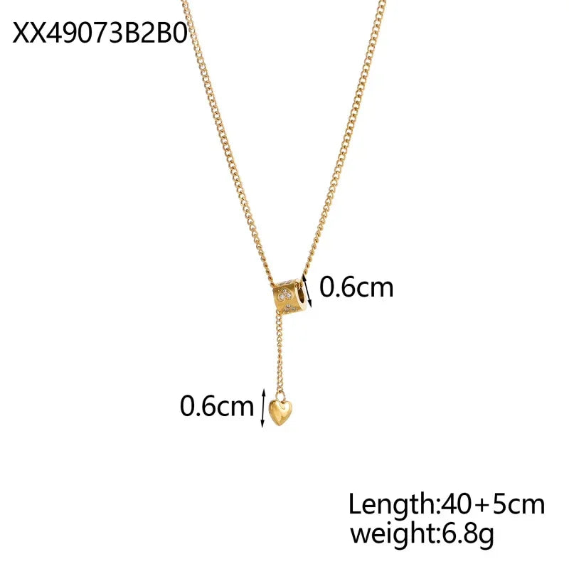 Non Tarnish Necklace - Luxurious Fashion Crystal Rhombus Necklace with Ring Pendant Gold Color Jewelry for Women - Carlislecarat