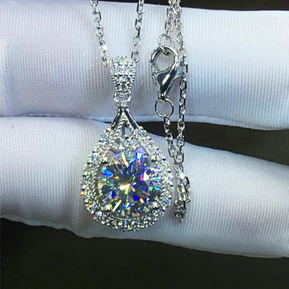 Moissanite Teardrop Pendant Necklace 18K White Gold for Women – GRA Certified 925 Sterling Silver Anniversary Jewelry Gift - Carlislecarat