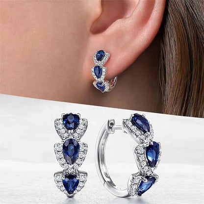 Cubic Zirconia Hoop Earrings – Luxury Blue Hoops for Women, Wedding & Party Jewelry - Carlislecarat
