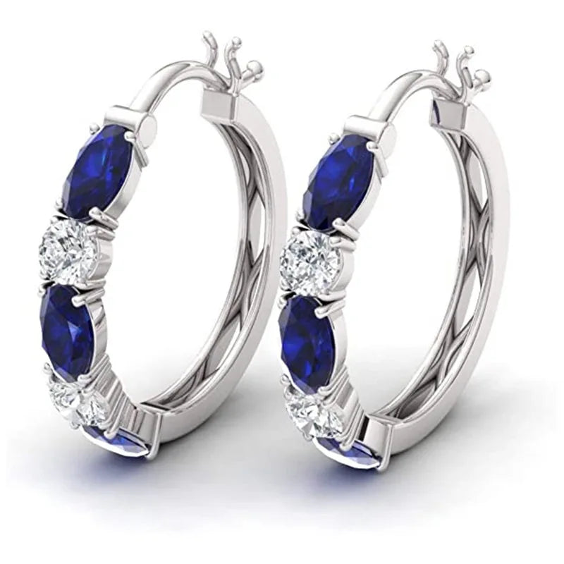 Cubic Zirconia Hoop Earrings – Luxury Blue Hoops for Women, Wedding & Party Jewelry - Hipskart