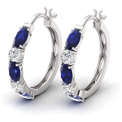 Cubic Zirconia Hoop Earrings – Luxury Blue Hoops for Women, Wedding & Party Jewelry - Hipskart