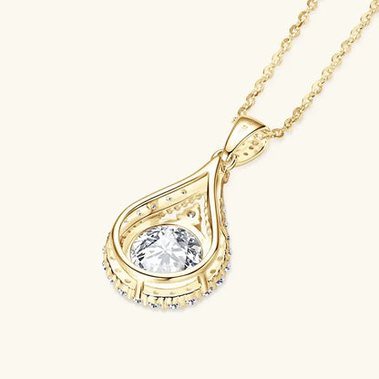 Moissanite Teardrop Pendant Necklace 18K White Gold for Women – GRA Certified 925 Sterling Silver Anniversary Jewelry Gift - Carlislecarat