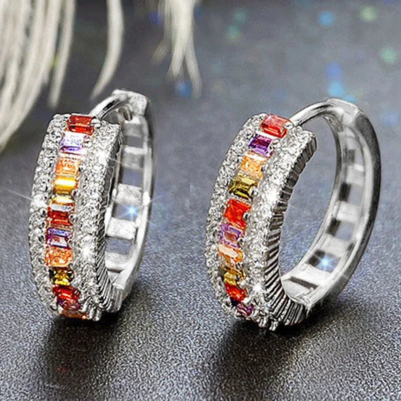 Cubic Zirconia Hoop Earrings – Luxury Blue Hoops for Women, Wedding & Party Jewelry - Carlislecarat
