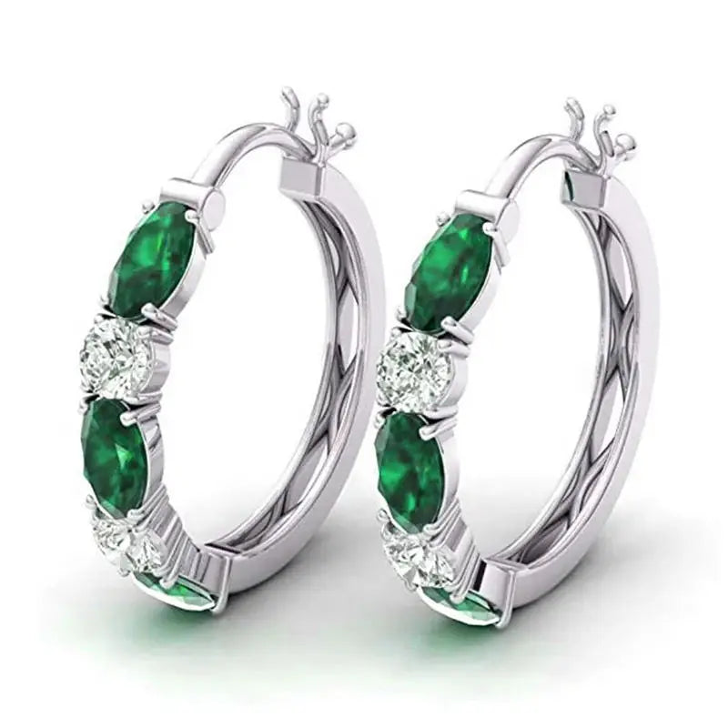 Cubic Zirconia Hoop Earrings – Luxury Blue Hoops for Women, Wedding & Party Jewelry - Hipskart