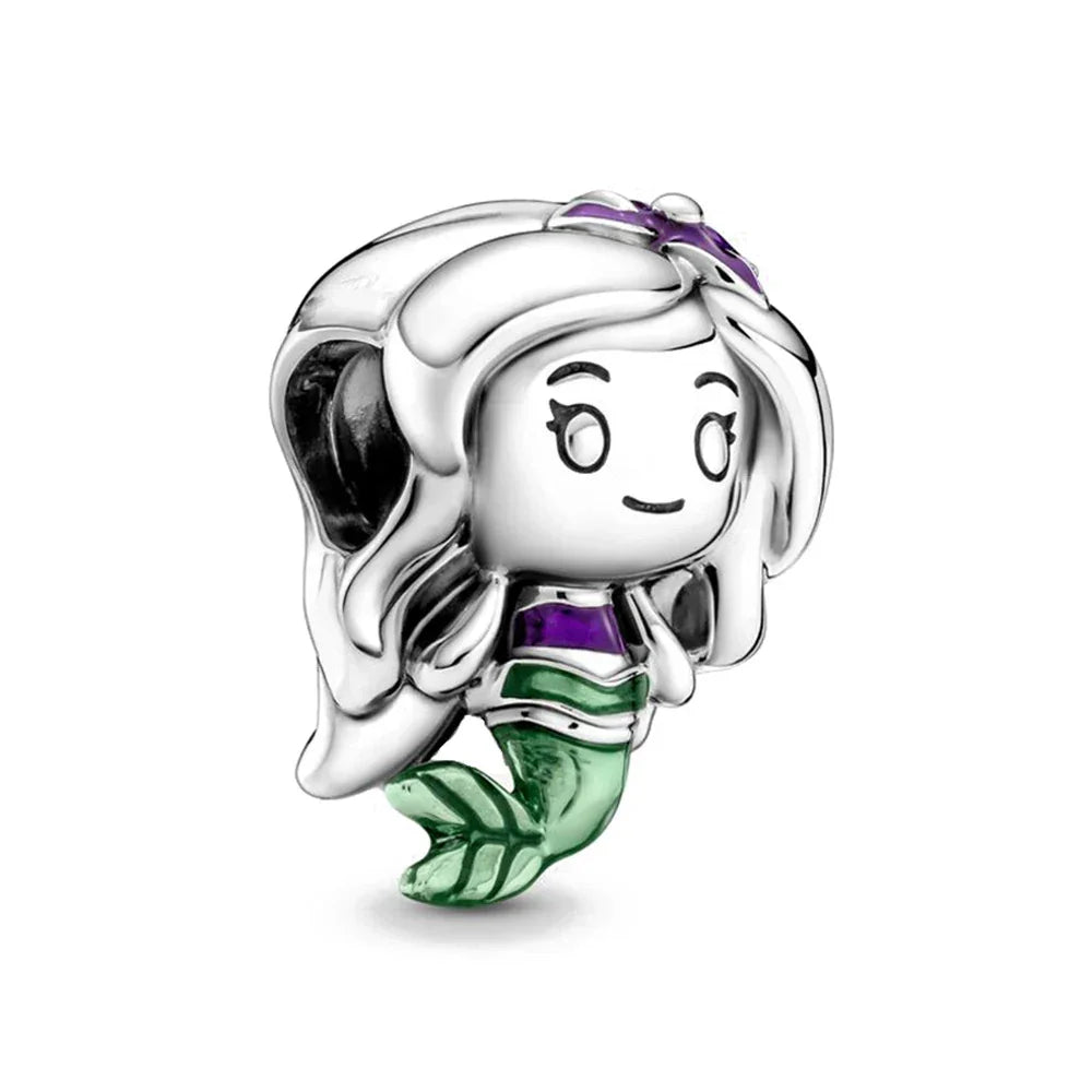 Disney Pandora Jewellery Elsa Mermaid Princess Dress Charm – 925 Sterling Silver Bead for Bracelets - Carlislecarat