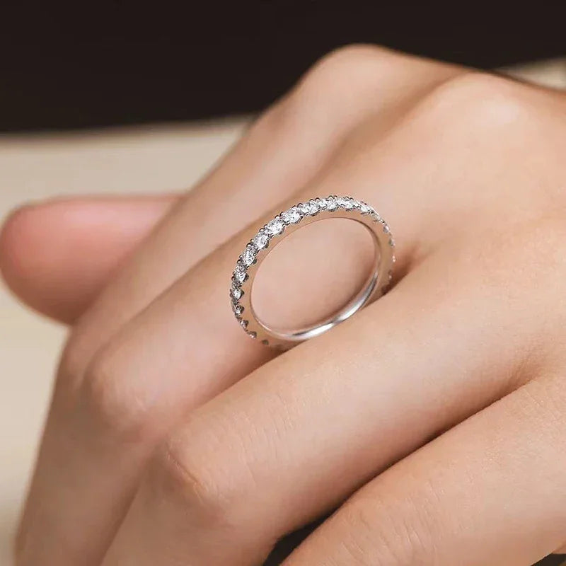 Moissanite Ring – 925 Sterling Silver Diamond Band for Women, Wedding & Engagement Jewelry - Carlislecarat