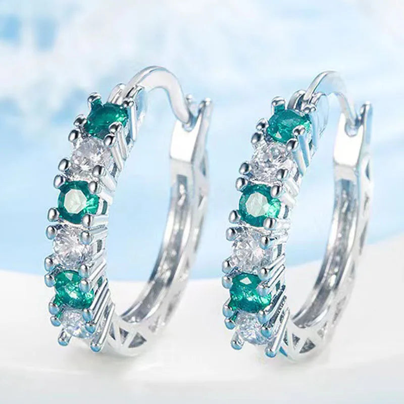 Cubic Zirconia Hoop Earrings – Luxury Blue Hoops for Women, Wedding & Party Jewelry - Hipskart