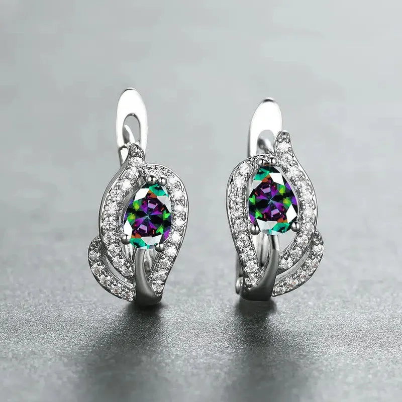 Cubic Zirconia Hoop Earrings – Luxury Blue Hoops for Women, Wedding & Party Jewelry - Carlislecarat