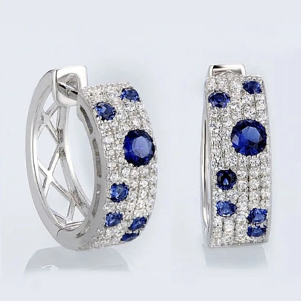 Cubic Zirconia Hoop Earrings – Luxury Blue Hoops for Women, Wedding & Party Jewelry - Carlislecarat