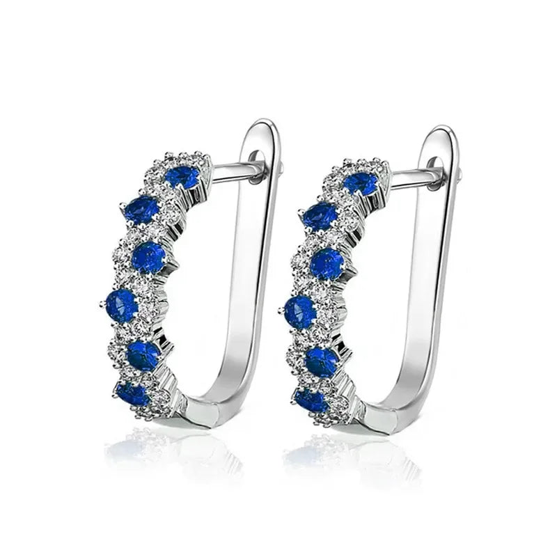Cubic Zirconia Hoop Earrings – Luxury Blue Hoops for Women, Wedding & Party Jewelry - Carlislecarat