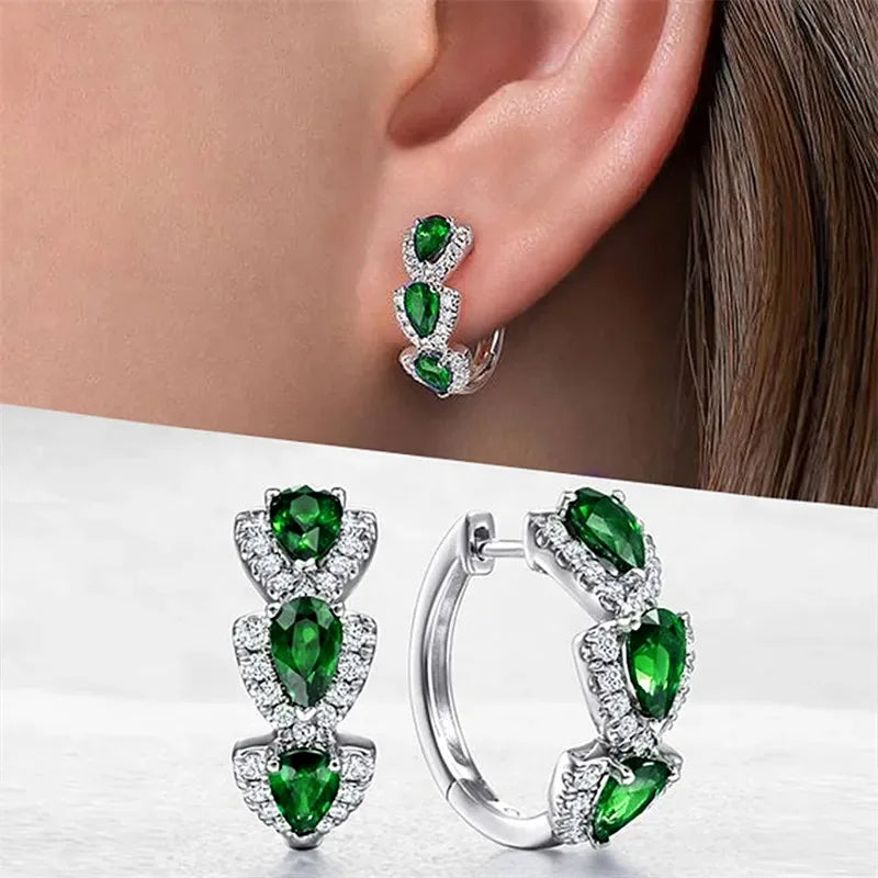 Cubic Zirconia Hoop Earrings – Luxury Blue Hoops for Women, Wedding & Party Jewelry - Hipskart