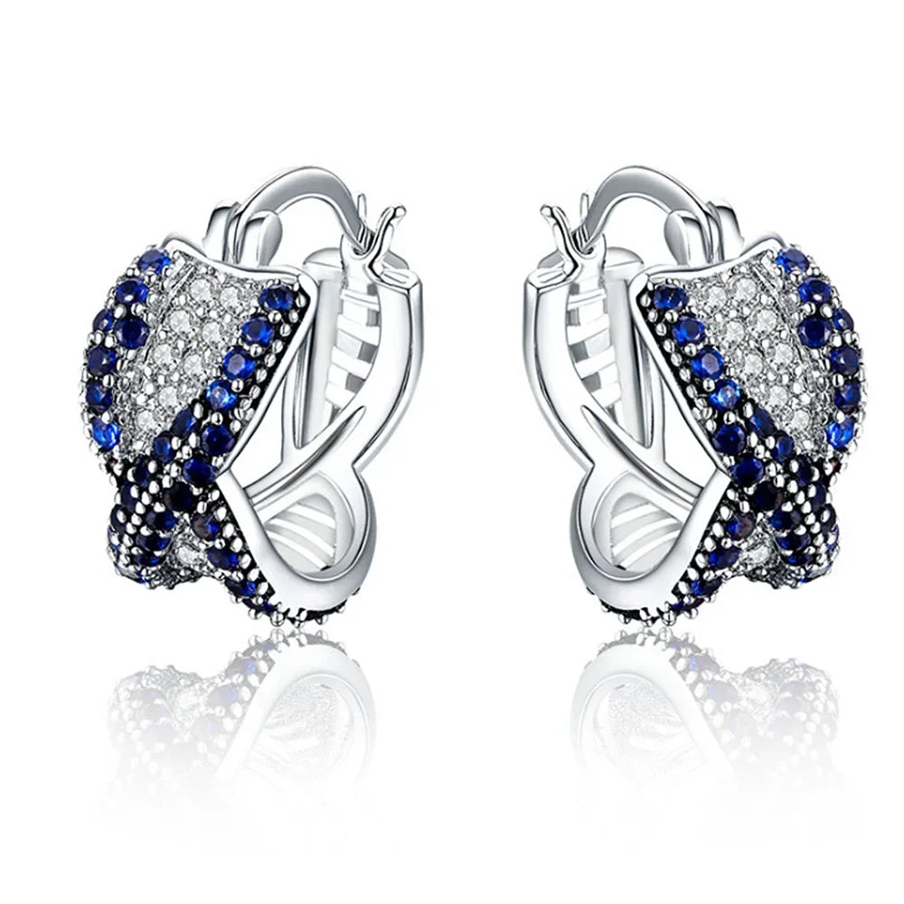 Cubic Zirconia Hoop Earrings – Luxury Blue Hoops for Women, Wedding & Party Jewelry - Carlislecarat