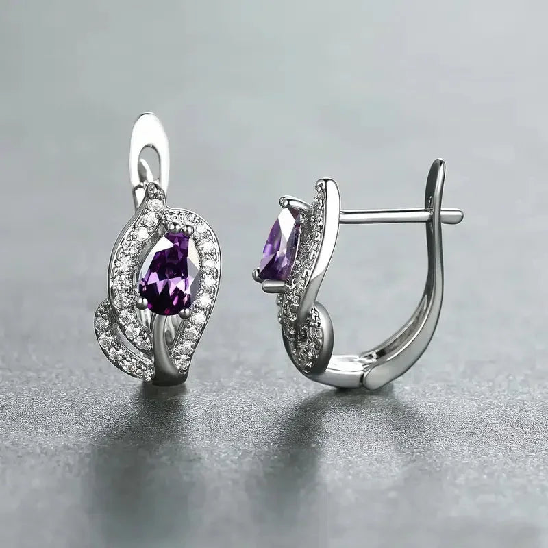 Cubic Zirconia Hoop Earrings – Luxury Blue Hoops for Women, Wedding & Party Jewelry - Carlislecarat