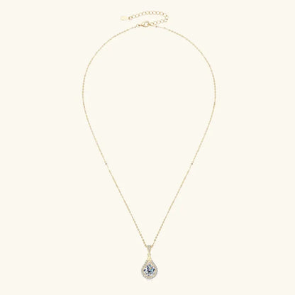 Moissanite Teardrop Pendant Necklace 18K White Gold for Women – GRA Certified 925 Sterling Silver Anniversary Jewelry Gift - Carlislecarat