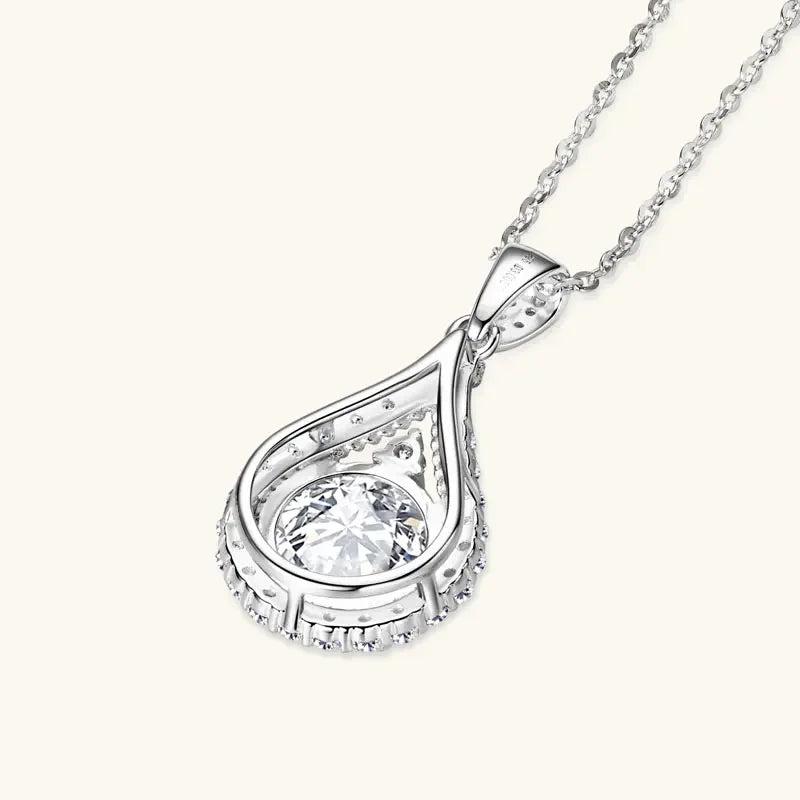 Moissanite Teardrop Pendant Necklace 18K White Gold for Women – GRA Certified 925 Sterling Silver Anniversary Jewelry Gift - Carlislecarat