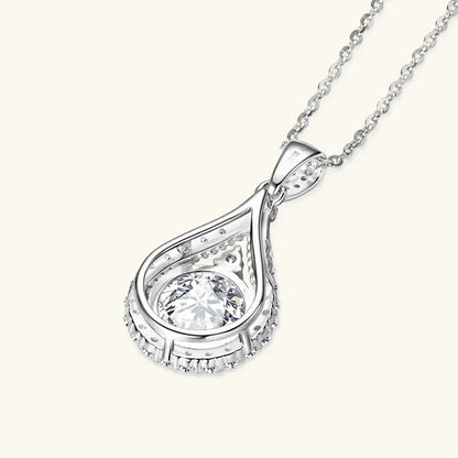 Moissanite Teardrop Pendant Necklace 18K White Gold for Women – GRA Certified 925 Sterling Silver Anniversary Jewelry Gift - Carlislecarat