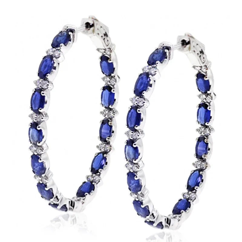Cubic Zirconia Hoop Earrings – Luxury Blue Hoops for Women, Wedding & Party Jewelry - Hipskart