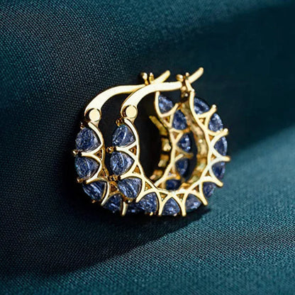 Cubic Zirconia Hoop Earrings – Luxury Blue Hoops for Women, Wedding & Party Jewelry - Carlislecarat