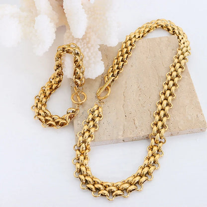 Gold Necklace and Bracelet Set – Elegant 18K Gold Chain Link Jewelry - Carlislecarat